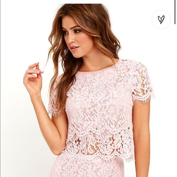 Lulu's Turn Back Time blush pink lace tiered top small - Picture 1 of 9